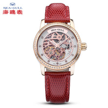 Load image into Gallery viewer, Seagull Skeleton Dial Rhinestones Gold Case Women Wristwatch Luminous Hands Lady Self Wind Automatic Watch 719.403LK