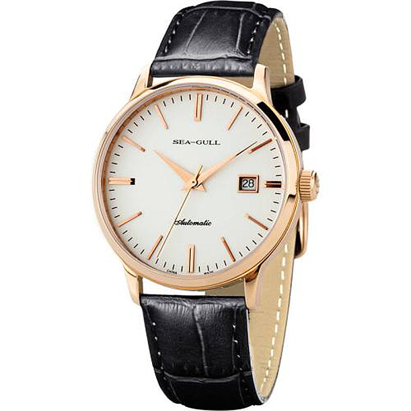 Seagull Stainless Steel Rose Gold PVD Coated Bezel Water Resistant Self Wind Automatic Mechanical Men's Watch D519.101